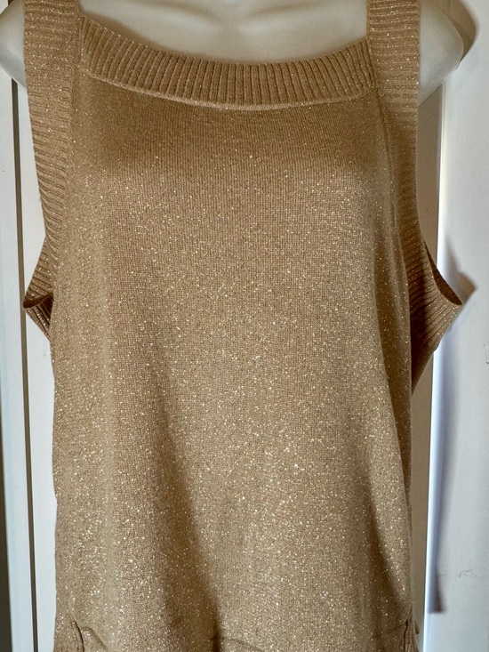 Bob Mackie Sweaters - Bob Mackie Sparkling Gold Knit Scoop Neck Tank